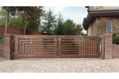 Modern Style Wrought Iron Double Swing Driveway Gates