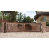 Modern Style Wrought Iron Double Swing Driveway Gates